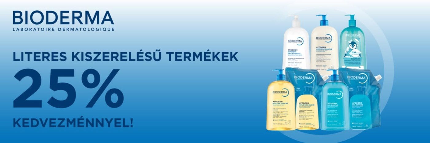 Bioderma literes kiszerelésű termékek — 25% kedvezmény